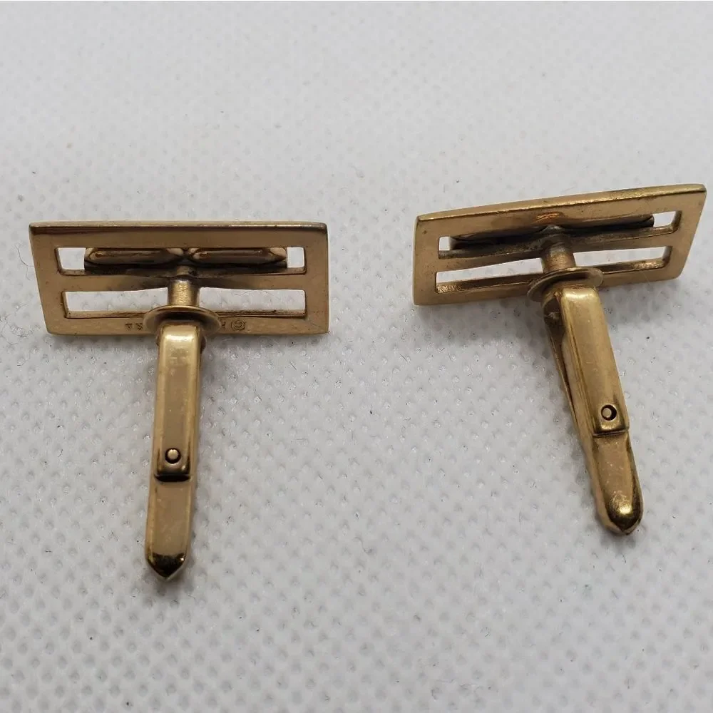 Vintage Hickock USA Gold Colored Cuff Links